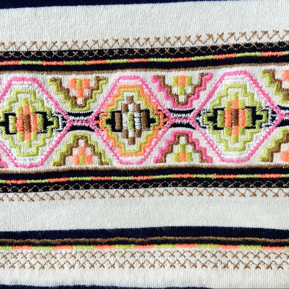 J. Crew Embroidered Striped Top Size Small
